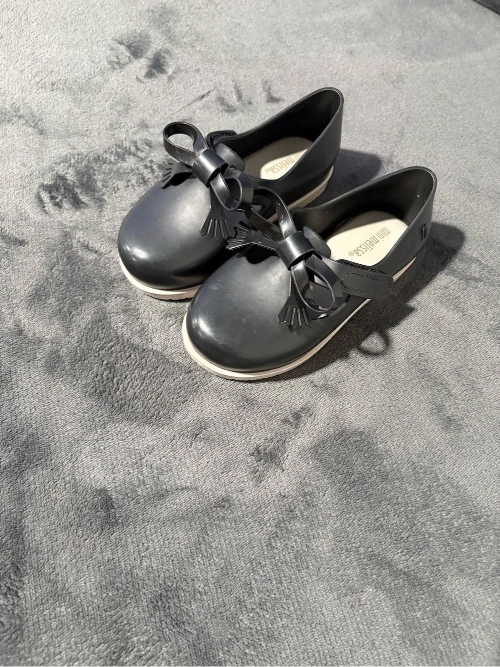 Mini Melissa Jelly Mary Jane Flats with Bow Accent